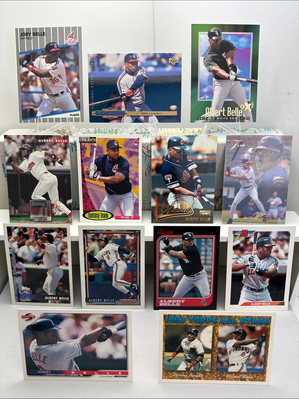 Albert Belle “Joey” Rookie card in vintage lot of 13 (Cleveland, White Sox)